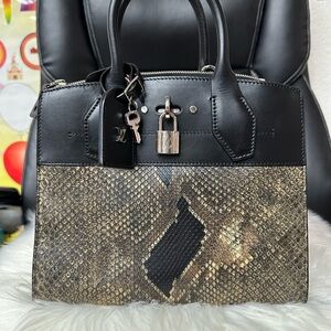 Louis Vuitton City Steamer Pm Black and Snake Print Women's Bag